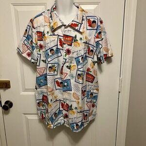 NY METS Stadium Promo Sz XL Graphic Print Coyote Hawaiian Men's Shirt Tropical